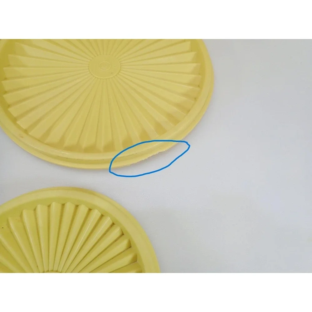 Vintage Tupperware Yellow Servalier Nesting Canister Set 4 Sunburst Starburst Li